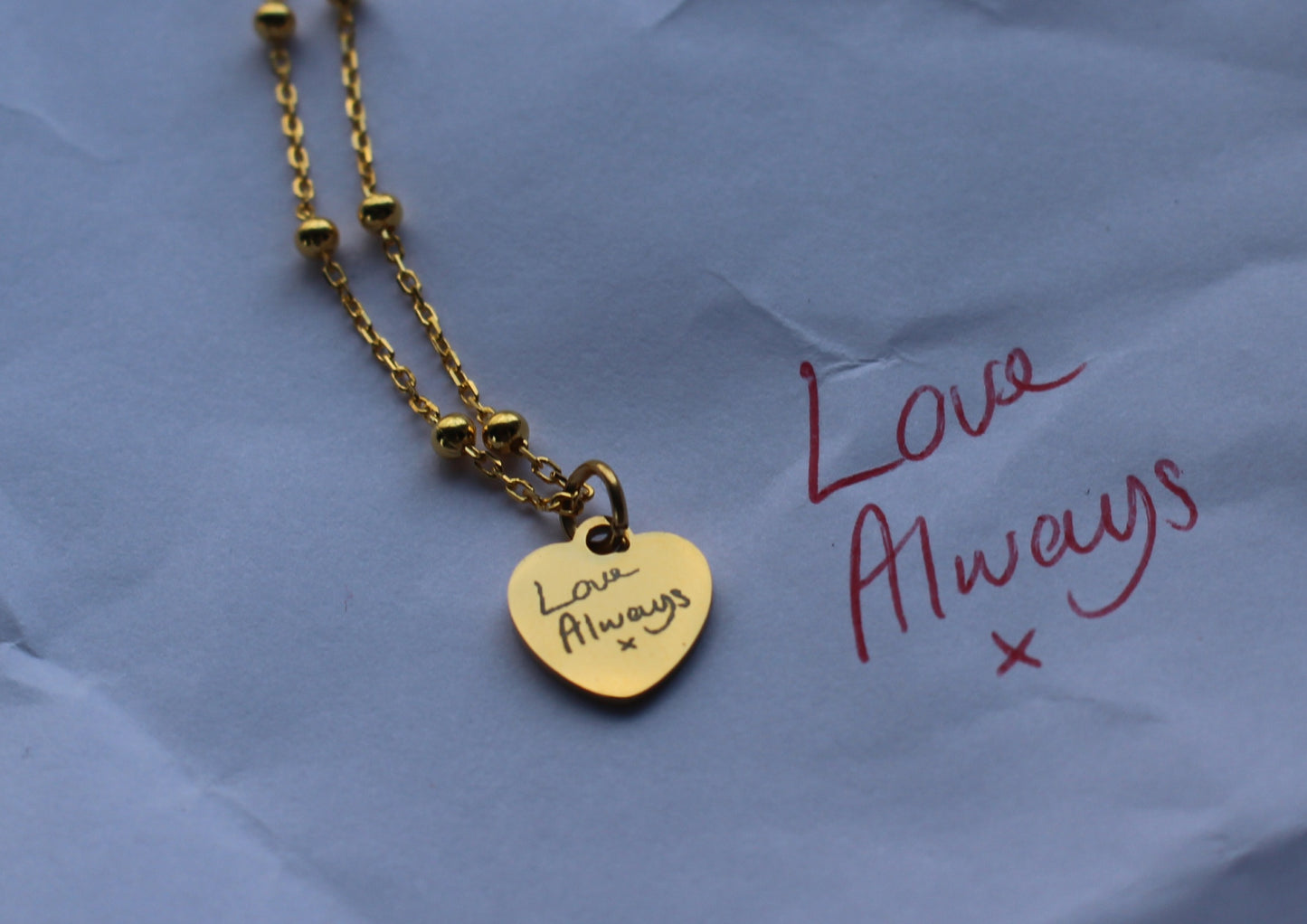Custom Handwriting Heart Necklace